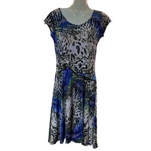 jus d orange Paris Midi Dress Fit Flare Round Neck Short Sleeve Stretch Women S